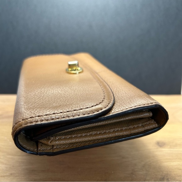Coach Park Pebbled Leather Turnlock Tan Slim Envelope Wallet VTG EUC - Picture 5 of 15